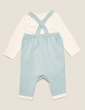 2pc Cotton Rich Bunny Dungarees Outfit (0-3 Yrs)