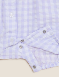Pure Cotton Gingham Romper (0 - 3 Yrs)