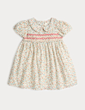 Pure Cotton Floral Smock Dress (0-3 Yrs)