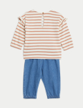 2pc Pure Cotton Striped Bunny Outfit (0-3 Yrs)