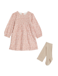 Cotton Rich Floral Dress & Tights Outfit (0-3 Yrs)