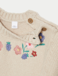 Cotton Rich Floral Knitted Jumper (0-3 Yrs)
