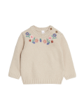Cotton Rich Floral Knitted Jumper (0-3 Yrs)
