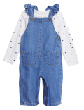 2pc Pure Cotton Denim Dungaree Outfit (0-3 Yrs)