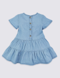 Cotton Chambray Tiered Dress