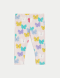 2pk Cotton Rich Butterfly & Striped Leggings (0-3 Yrs)