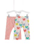 2pk Cotton Rich Butterfly & Striped Leggings (0-3 Yrs)
