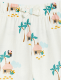3pk Pure Cotton Palm Tree Broderie Shorts (0-3 Yrs)