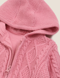 Pure Cotton Hooded Cable Knit Cardigan (0-3 Yrs)