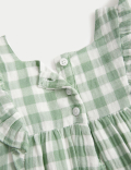 Pure Cotton Gingham Frill Dress (0-3 Yrs)
