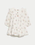 Pure Cotton Floral Dress with Tights (0-3 Yrs)