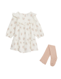 Pure Cotton Floral Dress with Tights (0-3 Yrs)