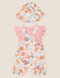 3pc Pure Cotton Lion Print Romper Outfit