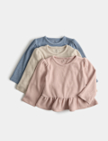 3 Pack Drop Waist Plain Long Sleeve Tops (0-5 Yrs)