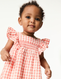 Pure Cotton Checked Dress (0-3 Yrs)
