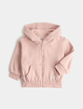 Cotton Blend Plain Zip Hoodie (0-3 Yrs)