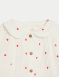 2pc Cotton Rich Heart Embroidered Outfit (0-3 Yrs)