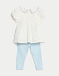 2pc Pure Cotton Embroidered Outfit (0-3 Yrs)