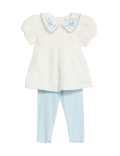 2pc Pure Cotton Embroidered Outfit (0-3 Yrs)
