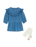 2pc Cotton Rich Dress with Tights (0-3 Yrs)