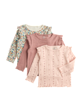 3 Pack Pure Cotton Jersey Floral Tops (0-5 Yrs)