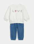 2pc Cotton Rich Love Slogan Outfit (0-3 Yrs)
