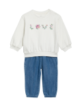 2pc Cotton Rich Love Slogan Outfit (0-3 Yrs)