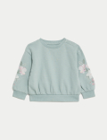 2pc Cotton Rich Floral Embroidered Outfit (0-3 Yrs)