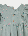 Cotton Rich Floral Dress with Tights (0-3 Yrs)