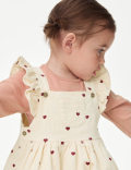3pc Cotton Rich Heart Print Pinnie Outfit (0-3 Yrs)