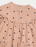 2pc Cotton Rich Heart Print Dress with Tights