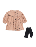 2pc Cotton Rich Heart Print Dress with Tights