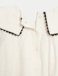 Elephant Embroidered Collared Dress (0-6 Ys)