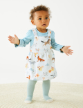 3pc Cotton Rich Woodland Pinafore Outfit