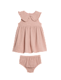 2pc Pure Cotton Collar Dress With Knickers (0-3 Yrs)
