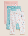 3pk Pure Cotton Floral Leggings (0-3 Yrs)