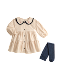Pure Cotton Heart Collar Dress with Tights (0-6 Yrs)