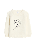 Cotton Rich Flower Embroidered Jumper (0 Mths-6 Yrs)
