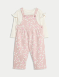 2pc Cotton Rich Floral Dungaree Outfit (0 Mths - 3 Yrs)