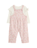 2pc Cotton Rich Floral Dungaree Outfit (0 Mths - 3 Yrs)