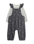 2pc Cotton Rich Ditsy Dungaree Outfit (0 Mths - 3 Yrs)