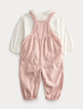 2pc Pink Twill Dungarees Outfit (0 Mths-3 Yrs)