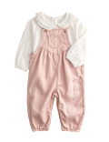 2pc Pink Twill Dungarees Outfit (0 Mths-3 Yrs)