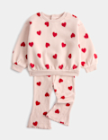 2pc Cotton Rich Heart Top & Bottom Outfit (0-6 Yrs)