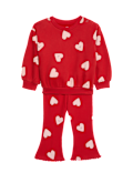 2pc Cotton Rich Heart Top & Bottom Outfit (0-6 Yrs)