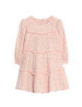 Cotton Pink Ditsy Triple Cloth Dress (0-6 Yrs)