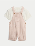 2pc Cotton Rich Embroidered Bibshort Outfit (0-2 Yrs)