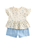 2 Piece Pure Cotton Jersey Ditsy Floral Top & Shorts (0-5 Yrs)