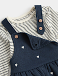 2 Piece Pure Cotton Heart Dungaree Outfit (0-3 Years)