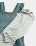 2 Piece Jersey Embroidered Dungarees with Top (0-3 Yrs)